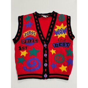 Vintage 80s 90s Jet Set Sweaters Vest Size 7/8 WOW the Best First Prize OK